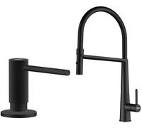 Conjunto grifo de cocina Franke Icon Semi-Pro 115.0690.598, dispensador de líquidos Franke Active SM 119.0547.906