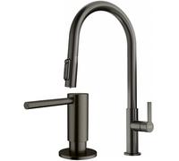 Conjunto grifo de cocina Franke Maris Slim Clear Water J Pull-Out 120.0736.603, dispensador de líquidos Franke Atlas 112.0717.103