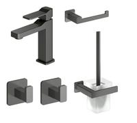 Conjunto grifo para lavabo Omnires Slide SL7710GR, escobilla de baño Omnires Nelson NL80620GR, NL80510GR, NL80115GR