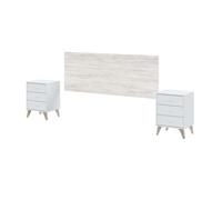 Conjunto habitación matrimonio color blanco estilo nórdico (cabecero + 2 mesitas + cómoda) 2.5 cm