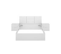 Conjunto havana cabecero + 2 mesitas + aro blanco 96x257x195,4 cm