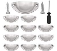 Conjunto Ibenzoa® con 12 pomos semicirculares para armarios y cajones, acabado níquel satinado, aleación metálica de alta calidad, pulido a mano, incluye tornillos y destornillador de ranura