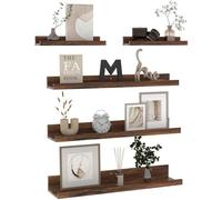 Conjunto Ibzoa® de 5 estanterías marrones para pared: 3 unidades de 60 cm + 2 unidades de 30 cm, fabricadas con paneles de madera de 9 mm con revestimiento de película, con listón de madera frontal, v