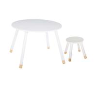 Conjunto infantil muebles dormitorio para niños pack douceur mesa + taburete color blanco 44 cm