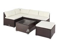 Conjunto jardín asientos y mesa poliratán marrón/crema