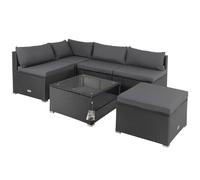 Conjunto jardín asientos y mesa poliratán negro