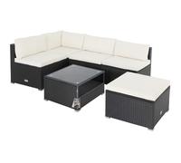 Conjunto jardín asientos y mesa poliratán negro/crema