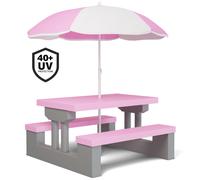 Conjunto jardín para niños set mesa y bancos rosa 67cmx41cm