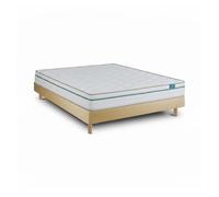 Conjunto leafsleep cloud one 21 cm viscoelástico + sommier 15 cm beige - 200 x 160 cm, altura total aprox. 51 cm.