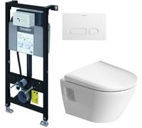 Conjunto marco empotrado Duravit DuraSystem WD1011000000, taza de inodoro con asiento de cierre suave Duravit D-Neo 45870900A1, WD5001011000