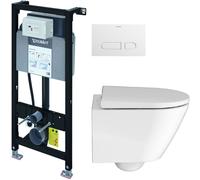 Conjunto marco empotrado Duravit DuraSystem WD1011000000, taza de inodoro con asiento de cierre suave Duravit D-Neo 45880900A1, WD5001011000