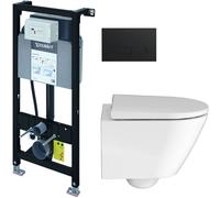 Conjunto marco empotrado Duravit DuraSystem WD1011000000, taza de inodoro con asiento de cierre suave Duravit D-Neo 45880900A1, WD5001031000