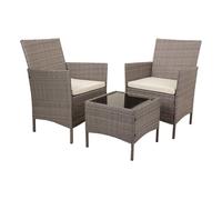 Conjunto mesa, 2 sillones gris de ratán sintético de mesa 45x45x39 cm