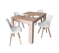 Miroytengo Conjunto Mesa Extensible con 4 Sillas en Color Roble Canadian y Blanco White - canadian oak