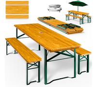 Conjunto mesa y bancos de madera 3 piezas 170cm plegable