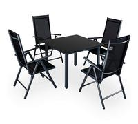 Conjunto mesa y sillas Berna 1+4 aluminio negro plegables