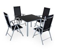 Conjunto mesa y sillas Berna 1+4 negro plata plegables