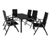 Conjunto mesa y sillas Berna 1+6 aluminio negro plegables
