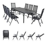 Conjunto mesa y sillas Berna 1+8 WPC antracita plegables