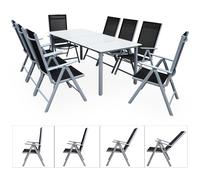 Conjunto mesa y sillas jardín Berna 1+8 aluminio plegables