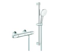 Conjunto mezclador termostático de ducha Grohe Grohtherm 1000, conexiones en S, con barra de ducha Tempesta Cube, 600 mm, cromo, 34820005