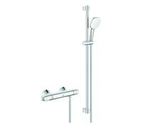 Conjunto mezclador termostático de ducha Grohe Grohtherm 1000, conexiones en S, con barra de ducha Tempesta Cube 900mm, cromo, 34824005