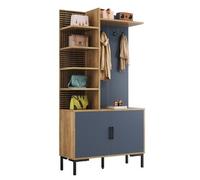 Conjunto moderno de armario con cajón para zapatos, estantes, separadores ajustables y ganchos – 100 cm, madera y color