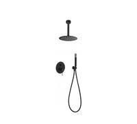 Conjunto moderno de ducha con un diseño empotrado y un acabado negro mate top Line de Imex - Negro / Latón / Imex