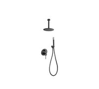 Conjunto moderno de ducha con un diseño monomando de acabado negro mate thalos stick Milos de Imex