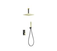 Conjunto moderno de grifería para ducha con un acabado negro mate y oro estocolmo Suecia de Imex