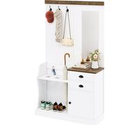 Conjunto moderno para armario con espejo, ganchos, cajones y soporte para paraguas – Muebles funcionales y que ahorran espacio para recibidores, pasillos y salones