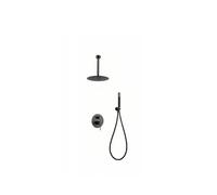 Conjunto moderno para ducha con un diseño empotrado de acabado black gun metal top Line de Imex
