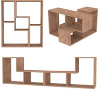 Conjunto modular de muebles "Hustersurd" para montaje en casa, de 2 piezas. Incluye: mesa de televisión, estantería y mesa de centro, con aspecto de roble