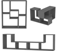 Conjunto modular de muebles "Hustersurd" para montaje en casa, de 2 piezas. Incluye: mesa de televisión, estantería y mesa auxiliar, color antracita