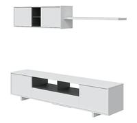 Duérmete Online Mueble de salón moderno Belus Blanco brillo/Gris antracita 200x41x46 cm