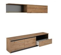 Conjunto mueble de salón K-502 (Gris París/Roble Albar, 2 pzs.)