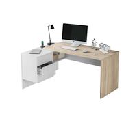 Conjunto muebles despacho oficina 8 mesas escritorio y 4 armarios color blanco artik y roble canadian