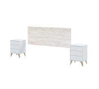 Miroytengo Conjunto Muebles Dormitorio Habitación Estilo Nórdico Blanco 150 cm (cabecero + 2 Mesitas + Cama + Cómoda) White - 150x190 cm 526.7