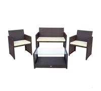 Aktive Conjunto sofá 3 piezas (108x59x76, 2x59x76) y mesa 85x45x41 Acero/ratán/cristal/poliéster