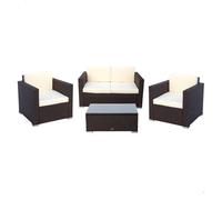 Aktive Conjunto de jardín Aktive Garden 2 sillones, sofá y mesita con cojines ratán sintético negro