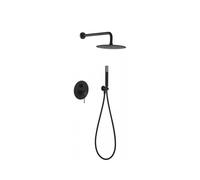 Conjunto para ducha de pared con un diseño empotrado de acabado negro mate Line de Imex - Negro / Latón / Imex