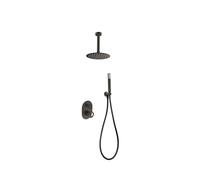 Conjunto para ducha de pared con un diseño moderno de acabado negro mate Olimpo de Imex