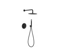 Conjunto para ducha termostática de diseño empotrado con un acabado negro mate Line de Imex - Negro / Latón / Imex