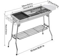 Conjunto para exteriores, camping y barbacoa: parrilla portátil y plegable de carbón, fabricada en acero inoxidable, de gran tamaño y diseño ligero, ideal para acampadas, fiestas en la playa, picnics,