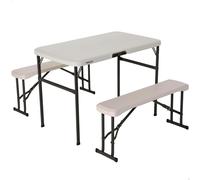 Conjunto Plegable Mesa y 2 Bancos Lifetime Ultrarresistente, 107x61x74 Cm, Gris