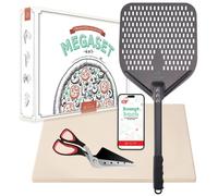Conjunto premium para pizza, apto para horno y parrilla: 4 en 1, incluye pala y libro de recetas