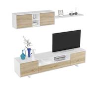 Miroytengo Conjunto Salón Comedor Estilo Moderno Mueble Modular Televisión Mesa Centro Elevable Aparador White/ wood -