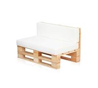 Conjunto Sofa DE PALETS + Set Cojines (Asiento + Respaldo) (120X60, Blanco Transpirable)