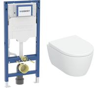 Conjunto taza de inodoro con asiento de cierre suave Geberit iCon 503.048.00.8, marco empotrado Geberit Duofix 111.320.00.6
