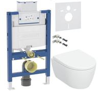 Conjunto taza de inodoro con asiento de cierre suave Geberit iCon 503.048.00.8, marco empotrado Geberit Duofix 111.003.00.2, 111.815.00.1, 156.050.00.1
